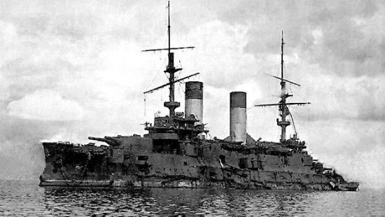 Russian battleship Orel, damaged in the Battle of Tsushima